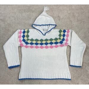 Energie Y2K Chenille Diamond Pullover Hooded Sweater Size L